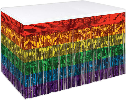 Beistle Metallic Plastic 1 Ply Rainbow Table Skirt Pride Decorations LGBQT Tableware, 30" x 14', Red/Orange/Yellow/Green/Blue/Purple