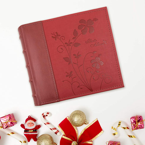 Golden State Art Photo Album, Holds 200 4"x6" Pictures, 2 Per Page, Faux Leather Vintage Inspired Cover, P52028-7 Marron
