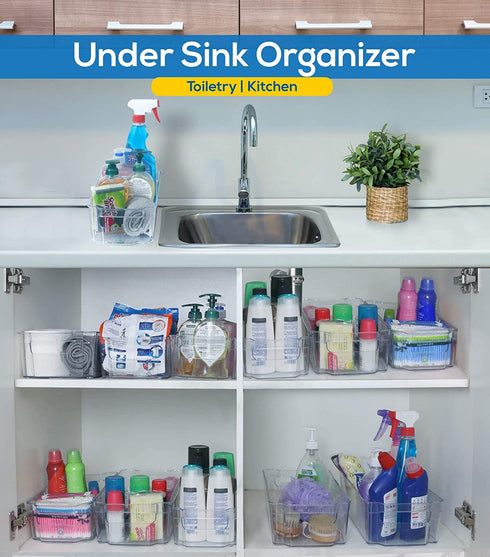 Utopia Home Set of 6 Pantry Organizers-Includes 6 Large Organizers-Organizers for Freezers, Kitchen Countertops and Cabinets - Clear Plastic Pantry Storage Racks