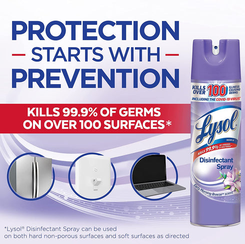 Lysol Disinfectant Spray, Sanitizing and Antibacterial Spray, For Disinfecting and Deodorizing, Early Morning Breeze, 2 Count, 19 fl oz each