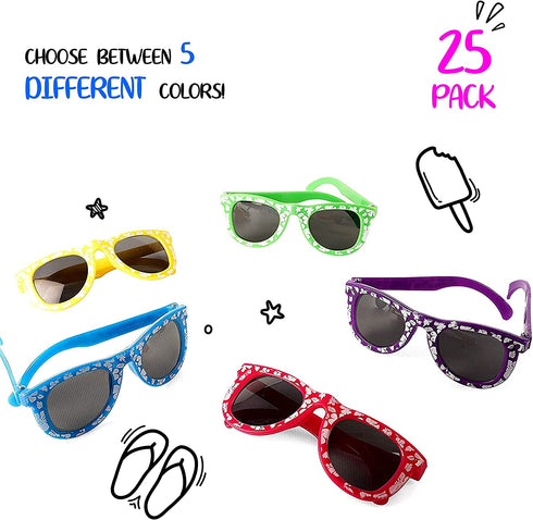 Bulk Kids Hibiscus Sunglasses Party Favors - Favorite Luau Party and Pool Party Favors- Bulk Party Set of 25