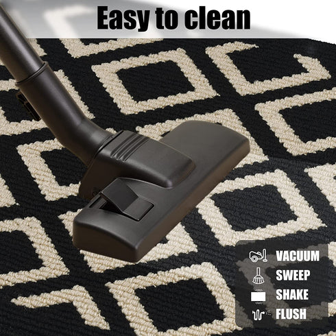 Feivea Indoor Doormat Durable Front Back Door Mat Outdoor Door Rug Resist Dirt Mat for Entryway Kitchen Patio Machine Washable Non Slip Easy Clean Low Pile, 20"x31.5" , Black and White