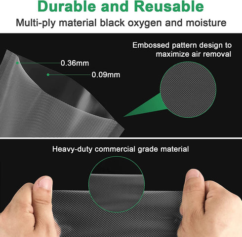 Gokilife Vacuum Sealer Bags 100 Pint 8" x 10" for Food Saver, Seal a Meal, BPA Free, Heavy Duty Commercial Grade, Sous Vide Vaccume Meal Safe, Universal Pre-Cut Bag Design