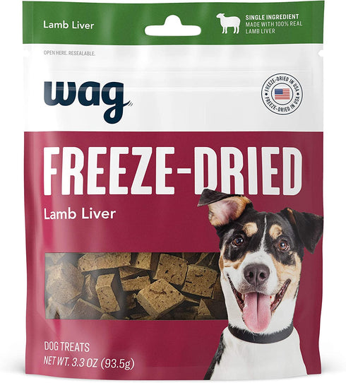 Amazon Brand - Wag Freeze-Dried Raw Single Ingredient Dog Treats Lamb, 3.3oz