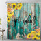 LB Rustic Sunflower Shower Curtain, Modern Farmhouse Yellow Floral Funny Quotes Get Naked Shower Curtains, Country Style Vintage Flower Wooden Boards Bathroom Curtains Set with Hooks, 72X72 Inches