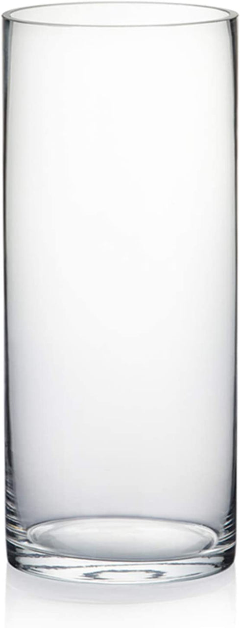 WGV Cylinder Vase, Diameter 5", Height 12", Clear Glass Floral Planter Container, Tall Centerpiece Arrangement for Wedding Party Event Home Office Decor, 1 Piece
