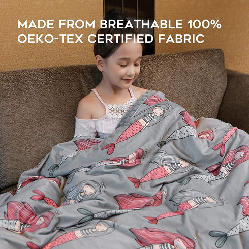 YnM Minky Duvet Cover for Weighted Blankets (36''x48'') - Mermaid Print