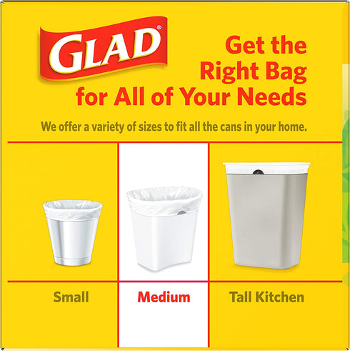 Glad Trash & Food Storage Medium Kitchen Drawstring Trash Bags 8 Gallon White Trash Bag, Gain Original Scent (Package May Vary), Fresh, 80.0 Count