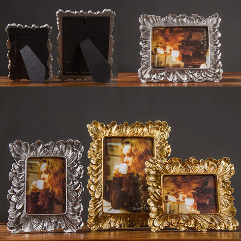 Vintage Picture Frames 4x6 Silver Picture Frame Photo with Glass Front Antique Frame with Leaf Funky Photo Frames Artwork Picture Frame for Tabletop Wall Hanging Wall Frames