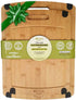 Olive's Kitchen Organic Bamboo Cutting Board Set (2 Pack) - Reversible Bamboo Cheese Board Medium & X-Large Bamboo Cutting Boards for Kitchen Non-Slip Cutting Board Bamboo Charcuterie Board