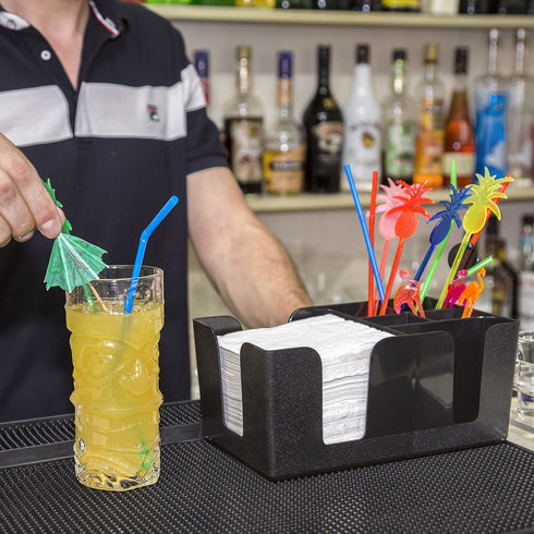 Bar Caddy Supplies (120 Pack) Assorted Swizzle Sticks / Drink Stirrers (24 of Each Design) Disposable Flexible Drinking Straws in 2 Sizes Small Bar Party Supply Refill Pack for Bar Organizer