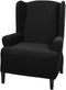 MAYTEX 1 Piece Black Pixel Ultra Soft Stretch Wing Back Arm Chair Furniture Cover Slipcover