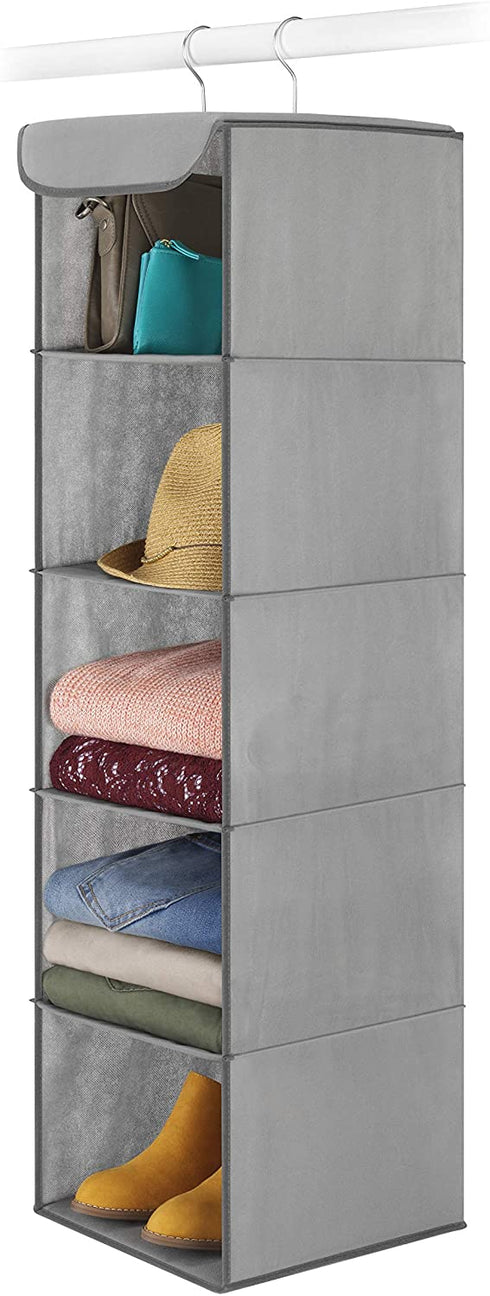 Whitmor 5 Section Closet Organizer - Hanging Shelves with Sturdy Metal Frame