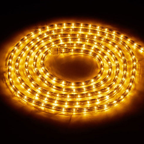 36Ft Rice Rope Lights, Outdoor Christmas Lights Plug-in, Connectable and Cuttable Commercial Grade Warm Rope Lights with Screws and Clamps, for Balcony Roof Porch Indoor Outdoor Christmas Decoration