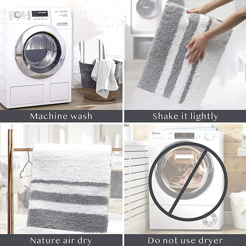 Non Slip Bath Mat Machine Washable Bathroom Rug Soft Absorbent Bath Rug 20"x32" Micorfiber Bath Rugs for Bathroom Tub and Shower