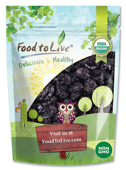 Organic Pitted Prunes, 8 Ounces — Dried California Plums, Non-GMO, Kosher, Unsulfured, Unsweetened, Bulk