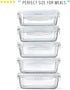 Fit & Fresh Glass Containers, Set of 5 Containers with Locking Lids, Meal Prep, 5 Pack, Glass Storage Containers with Airtight Seal, 28 oz.