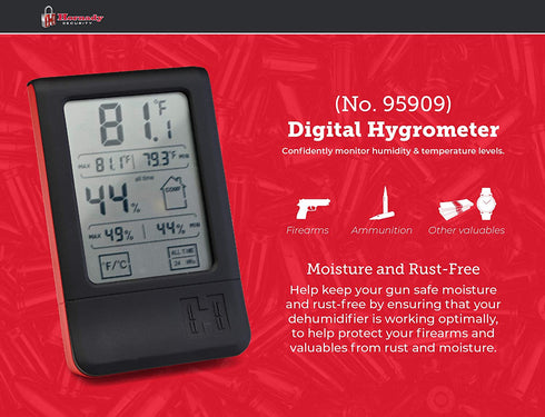Hornady Digital Hygrometer, 95909 - Indoor Temperature and Humidity Monitor with Touchscreen LCD Display - Ideal Room Thermometer Hygrometer for Gun Safes & Cabinets, Closets, Workbench & More