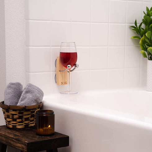 Shower and Bathtub Wine Glass Holder with Wine Stem - Best Gift for Mother's Day - Wine Shower Holder - Wine Cup Holder - Portable Wine Glass Holder - Wine Gifts for Her or Him - Shower Drink Holder
