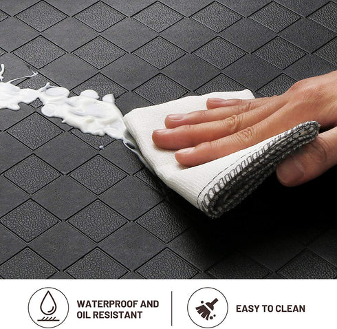 HappyTrends Kitchen Floor Mat Cushioned Anti-Fatigue Kitchen Rug,17.3"x 28",Thick Waterproof Non-Slip Kitchen Mats and Rugs Heavy Duty Ergonomic Comfort Rug for Kitchen,Floor,Office,Sink,Laundry,Black