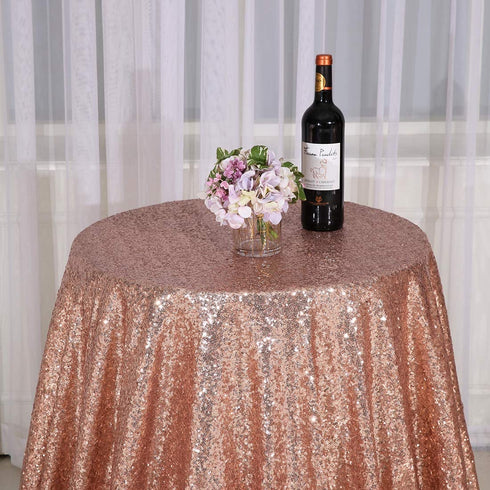 Poise3EHome 70-Inch Round Sequin Tablecloth for Party Cake Dessert Table Exhibition Events, Rose Gold