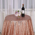 Poise3EHome 70-Inch Round Sequin Tablecloth for Party Cake Dessert Table Exhibition Events, Rose Gold