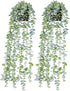 BACAMA Artificial Potted Plants Fake Vine Hanging Leaves Room Scenes Home Kitchen Garden Office Wedding Wall DIY Decoration 2 Pack 23.6 Inches Length Green