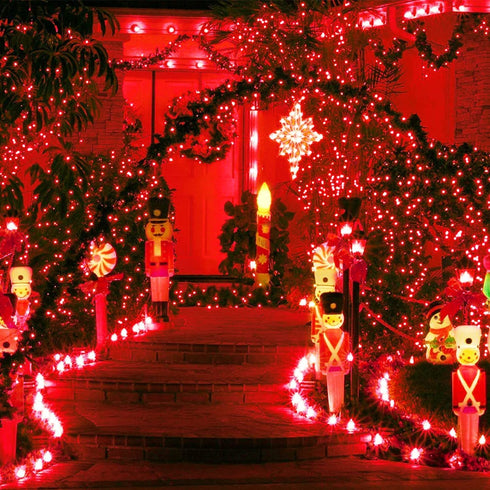 Joomer Red Solar String Lights, 105ft 300 LED 8 Modes Outdoor String Lights Waterproof Fairy Tree Lights for Garden, Patio, Fence, Balcony, Outdoors