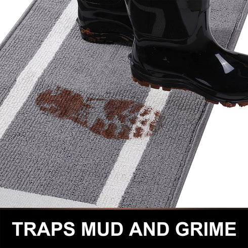 OLANLY Indoor Door Mat, 20x32, Non-Slip Absorbent Resist Dirt Entrance Rug, Machine Washable Low-Profile Inside Entry Door Rugs for Entryway, Grey