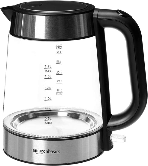 Amazon Basics Electric Glass and Steel Hot Tea Water Kettle - 1.7-Liter