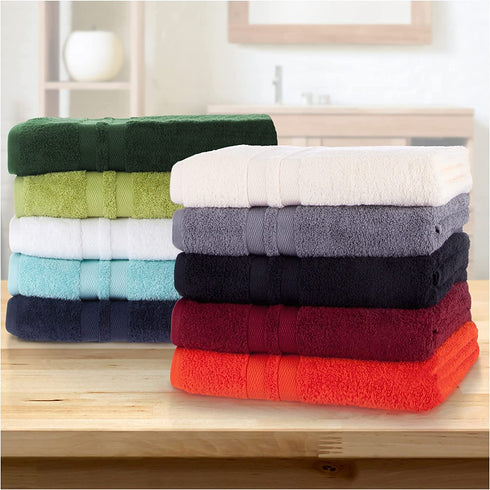 SUPERIOR Cotton Quick Drying 6-Piece Solid Towel Set, Washcloths 13 x 13, Hand Towels 16 x 30, Bath Towels 30 x 52, Maroon
