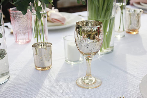 Just Artifacts 2.75-Inch Speckled Mercury Glass Votive Candle Holders (12pcs, Gold)