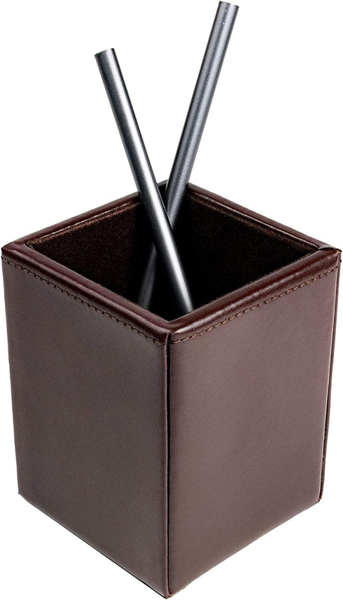 Dacasso Dark Brown Bonded Leather Pencil Cup