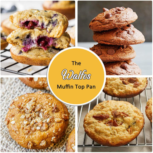 Walfos Premium Silicone Muffin Top Pan, Non-Stick Muffin Top Baking Pan, Prefect for Baking Cake, Corn Bread, Muffin Top and More, Food Grade and BPA Free (2-PK Silicone Muffin Top Pan)