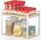 Cabinet Pantry Shelf Riser, Countertop Organizer, Heavy Duty Metal + Wood, Cupboard Stand Spice Rack, Under Sink Shelf, 13" L x 8.1" W x 9.6" H, White