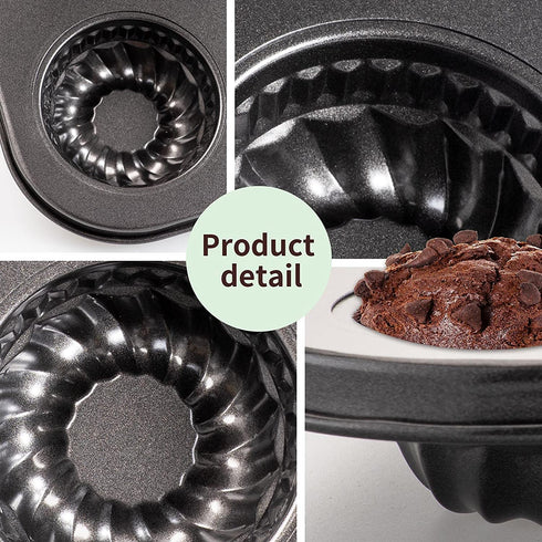 Mini Bund Cake pan, 6-Cavity Fluted Tube Cake Pan Brownie Bowl Pan Small Round Cake Mold Shortcake Pan for Baking Bavarois Brownie Cupcake Pudding Canele