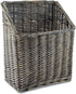 AuldHome Gray Washed Magazine / File Basket, Farmhouse Rustic Woven Willow Storage Basket