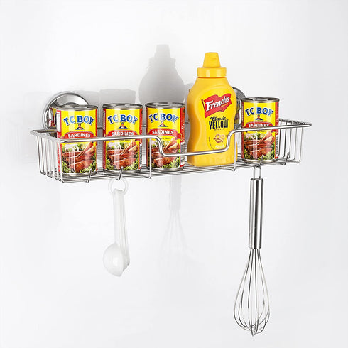 SANNO Strong Suction Cup Shower Caddy Bath Shelf Storage Combo Organizer, No Damage Suction Cup,Rustproof Wire Basket for Kitchen & Bathroom Accessories - Rustproof Stainless Steel