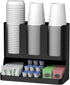 Mind Reader 6 Compartment Upright Breakroom Coffee Condiment and Cup Storage Organizer, Black, 13.5 x 4.30 x 12