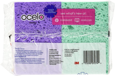 O-Cel-O Handy Sponges, Assorted Colors(Packaging May vary), 4 Count, pack of 4