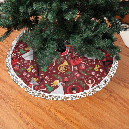 Christmas Tree Skirt 30 Inch Rustic Tree Xmas Ornaments Holiday Party Decorations Indoor Outdoor Accessory Gift