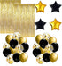 Black and Gold Party Decorations Kit, Gold Foil Fringe Curtain Backdrop, Black and Gold Star Mylar Balloons, Black and Gold Balloons Set for Birthday, Graduation Party Supplies