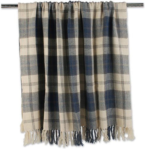 DII Farmhouse Woven Throw, 50x60 with 3" Fringe, French Blue, 1 Piece