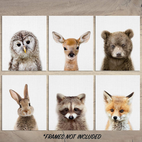 Baby Animal Posters and Prints - EPHANY ART - Rabbite Deer Fox Canvas Painting Nursery Pig Wall Art, Piglet Print Wall Art Nordic Picture Kids Room Decoration YMX014 (8"x10"(20x25cm))