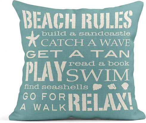 Emvency Set of 4 Throw Pillow Covers Summer Blue Ocean Theme Wood Grain Nautical Coastal Starfish Beach Navy Anchor Decorative Pillow Cases Home Decor Square 18x18 Inches Pillowcases