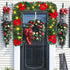 IronBuddy 9ft Lighted Christmas Garland Artificial Pine Garland with 30 LEDs 6 Flowers and 30 Ball Ornaments Mantle Garland Greenery Garland for Christmas Holiday Party Wedding Home Decor (Red)