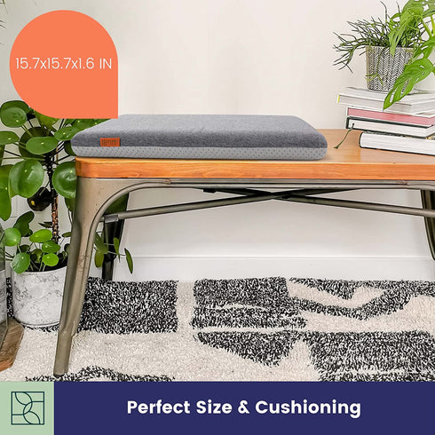 Comfortable Chair Cushion for Dining Chairs, DYNMC YOU Memory Foam Chair Pads - Kitchen Chair Cushions - Non Slip Chair Pads, Perfect Degree of Stability, Washable Cover, Nordic Style , Grey