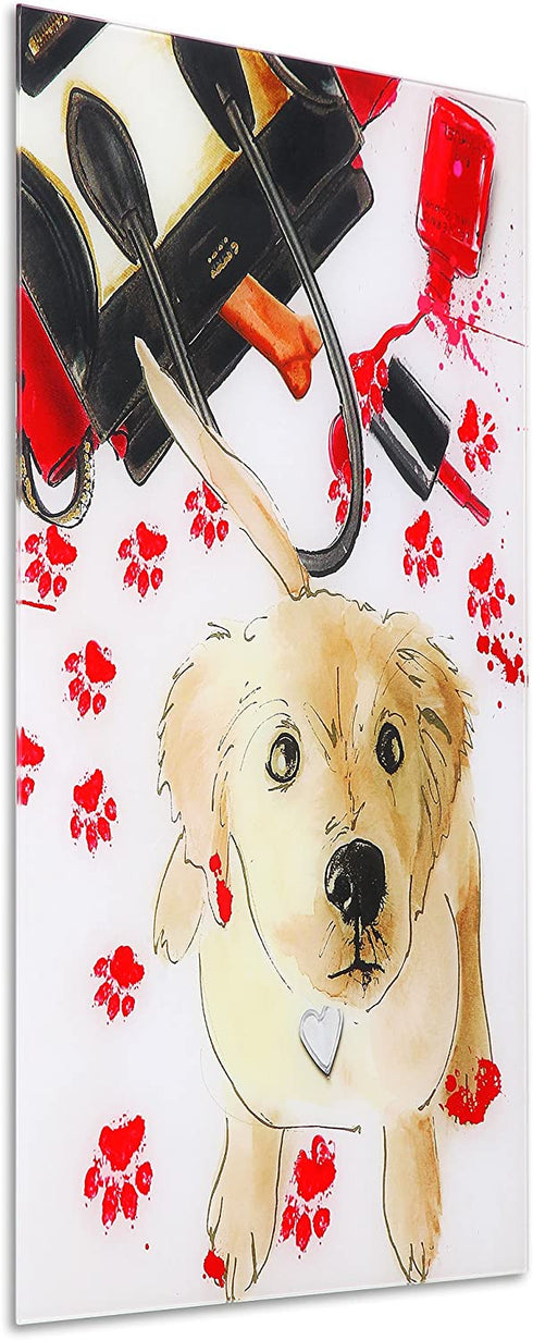 Empire Art Direct Oh Again Frameless Free Floating Tempered Glass Dog Wall Art Ready to Hang, 16 in x 24 in x 0.2