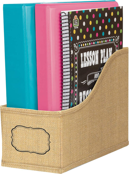 Burlap Book Bin
