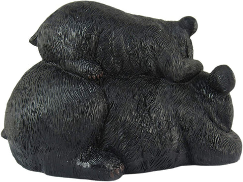 DWK Black Bear Shelf Sitting Figurine | Bear Cabin Accessories Decorations for Shelves | Cute Bear Figurines | Nursery and Office Shelf Decorations - 6"